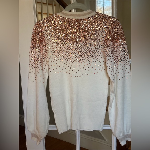 Fate Cream Sequin Sweater size Large - Picture 6 of 9
